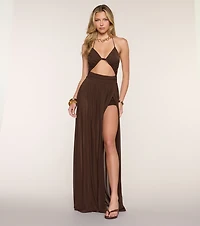 Amara Mesh Halter A-Line Formal Dress