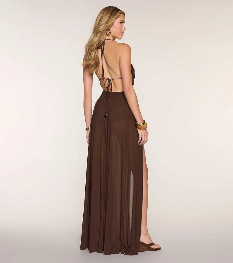 Amara Mesh Halter A-Line Formal Dress