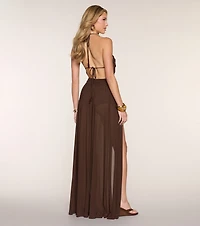 Amara Mesh Halter A-Line Formal Dress