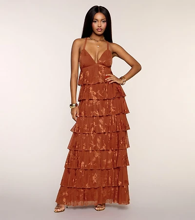 Paloma Floral Ruffle A-Line Formal Dress