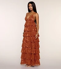 Paloma Floral Ruffle A-Line Formal Dress