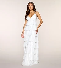 Paloma Floral Ruffle A-Line Formal Dress