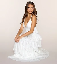 Paloma Floral Ruffle A-Line Formal Dress