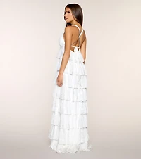 Paloma Floral Ruffle A-Line Formal Dress
