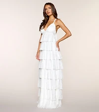 Paloma Floral Ruffle A-Line Formal Dress
