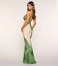 Tess Lace Up Floral Mermaid Formal Dress