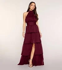 Lindsay Halter Ruffle A-Line Maxi Dress