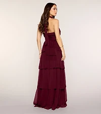 Lindsay Halter Ruffle A-Line Maxi Dress