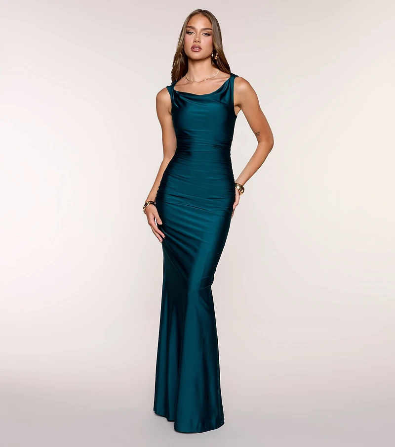 Blanca Boat Neck Mermaid Formal Dress