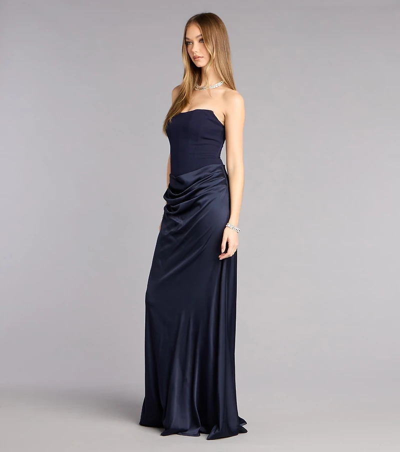 Vivienne Formal Woven Satin Pleated Dress