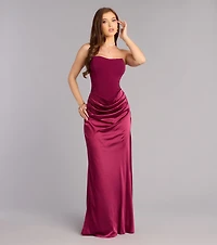 Vivienne Formal Woven Satin Pleated Dress
