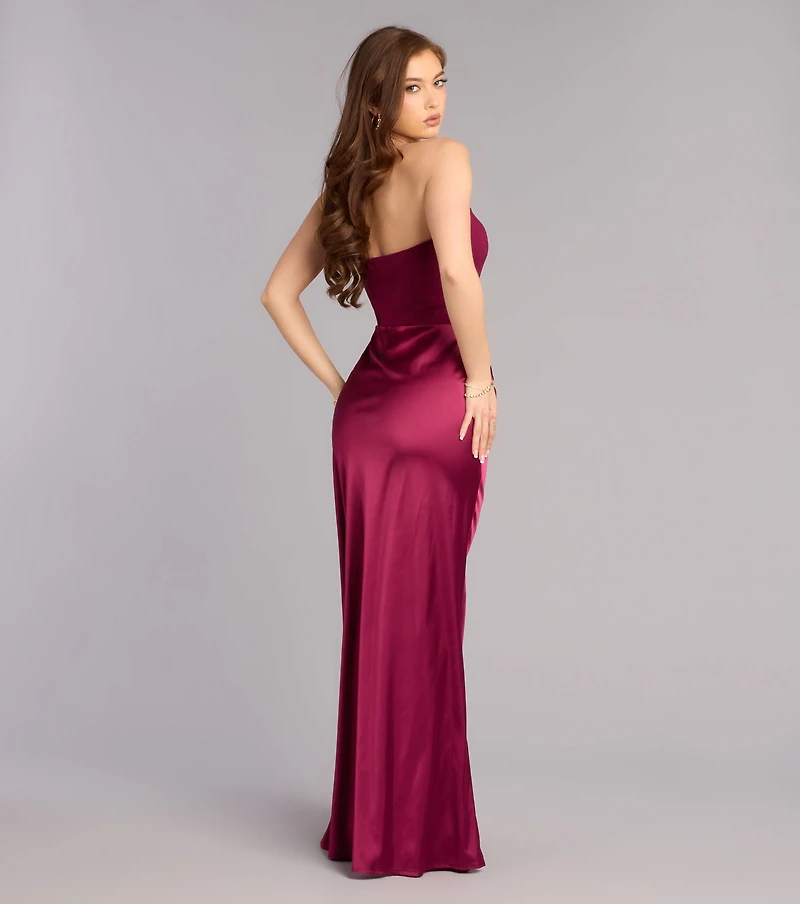 Vivienne Formal Woven Satin Pleated Dress