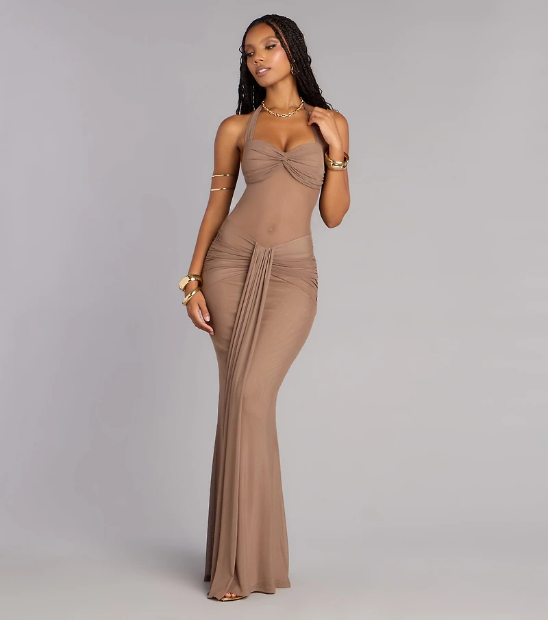 Tori Mesh Mermaid Formal Dress