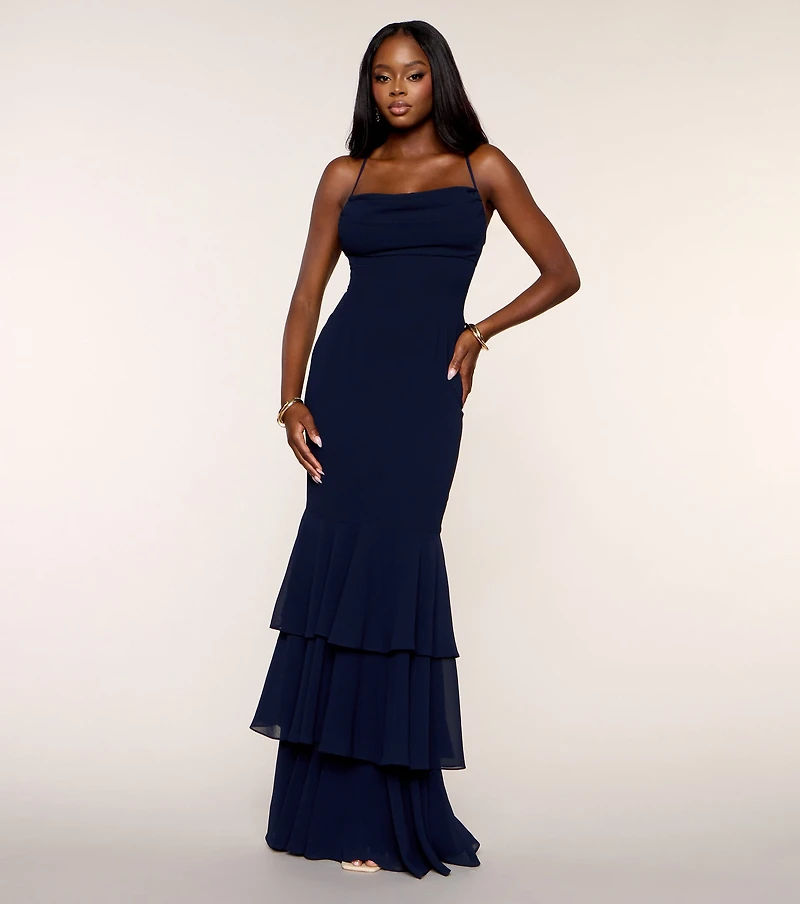 Aspen Chiffon Formal Dress With Scarf