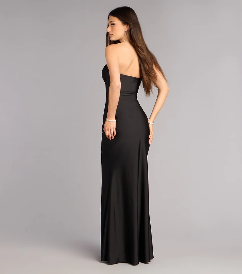 Cheryl Strapless Slit Mermaid Formal Dress