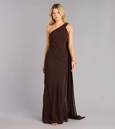 Marcelle Chiffon Formal Dress With Scarf
