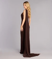 Marcelle Chiffon Formal Dress With Scarf