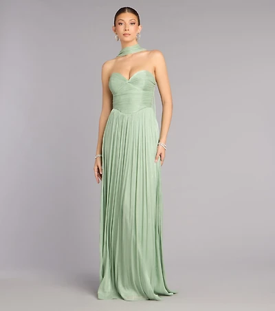 Serena Chiffon Formal Dress With Scarf