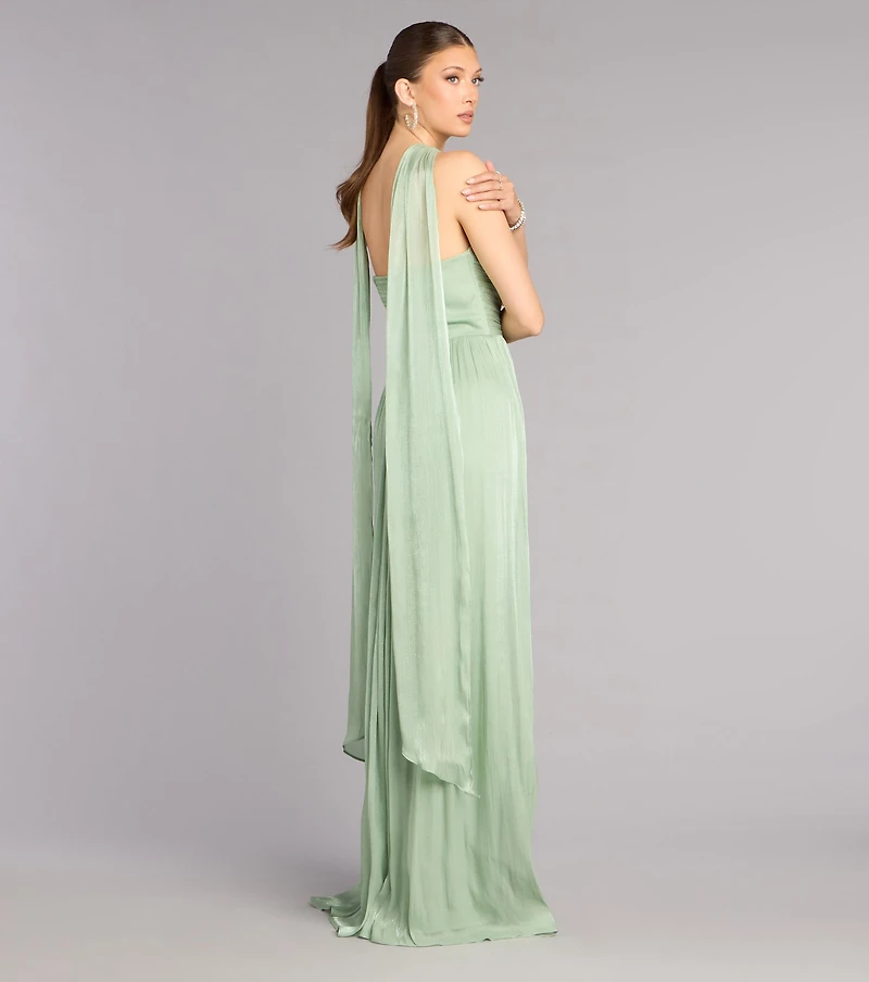 Serena Chiffon Formal Dress With Scarf