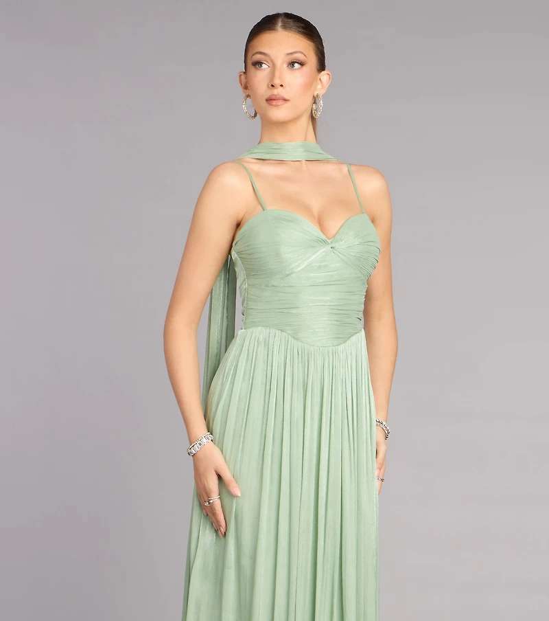 Serena Chiffon Formal Dress With Scarf