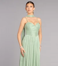 Serena Chiffon Formal Dress With Scarf