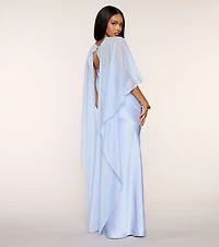 Felicity Satin Dress With Sheer Shawl