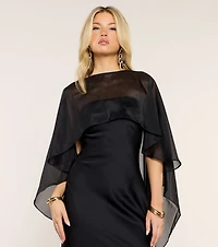 Felicity Satin Dress With Sheer Shawl