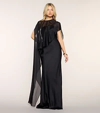 Felicity Satin Dress With Sheer Shawl