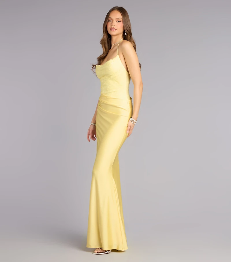 Ashlee Lace Halter Mermaid Formal Dress