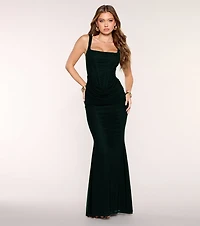 Estelle Lace-Up Mesh Mermaid Formal Dress