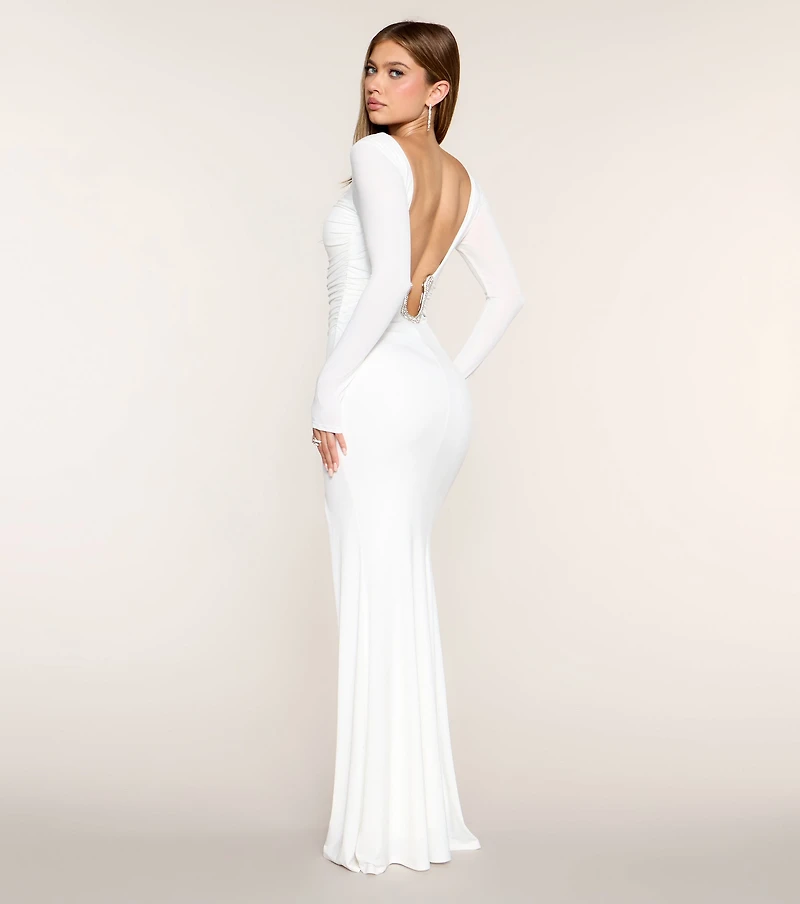 Aveline Open Back Long Sleeve Formal Dress