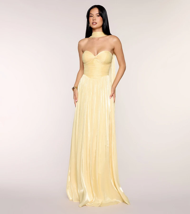 Serena Chiffon Formal Dress With Scarf