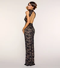 Miranda Lace Mock Neck Cutout Column Dress