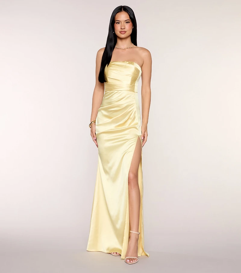 Jordan Satin Formal Dress With Scarf
