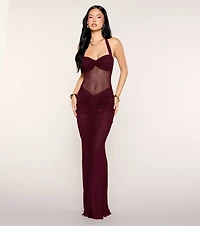 Mariana Sheer Mesh Halter Mermaid Dress