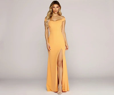 Flora Crepe Slit Gown