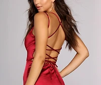 Renée Lace-Up Satin Dress