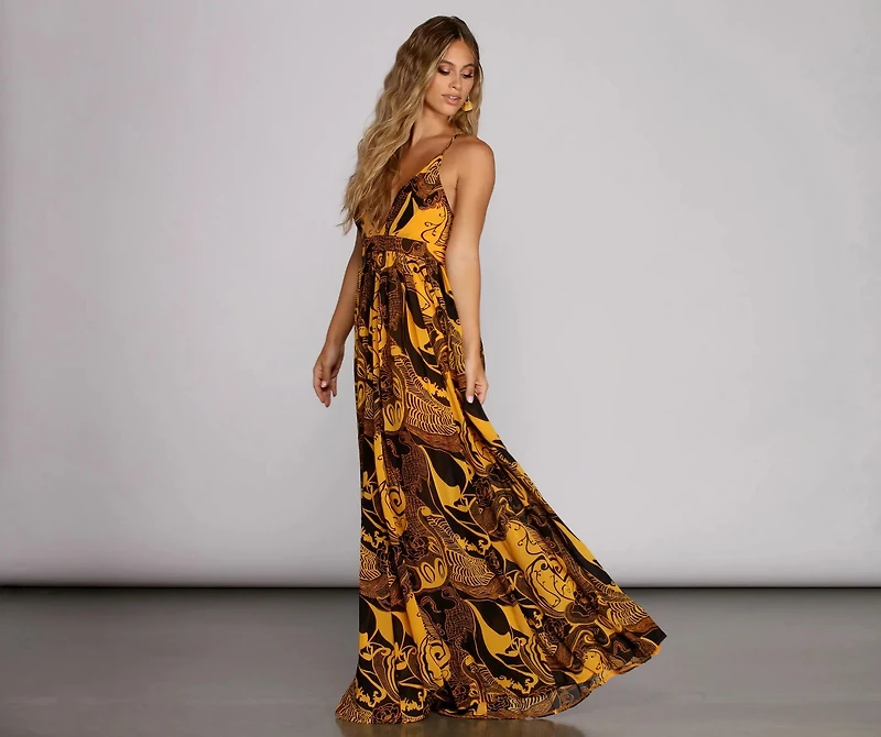 Donna Chiffon Deep V Gown
