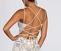 Ginger Sequin Mesh Strappy Gown