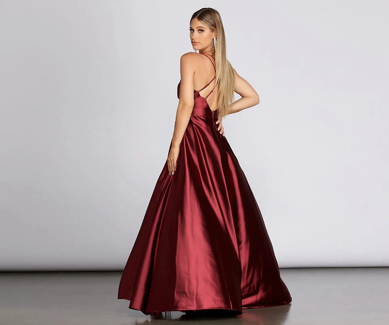 Priscilla Satin Evening Gown