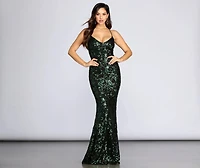 Taisia Formal Sequin Scroll Dress