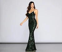 Taisia Formal Sequin Scroll Dress