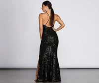Deirdre Sequin Mesh Slit Gown