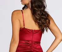 Ximena Formal Satin Ruched Dress