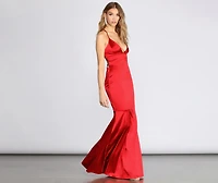 Addie Satin Lattice Mermaid Dress