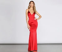 Addie Satin Lattice Mermaid Dress