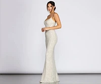 Odessa Sequin Mesh Evening Gown