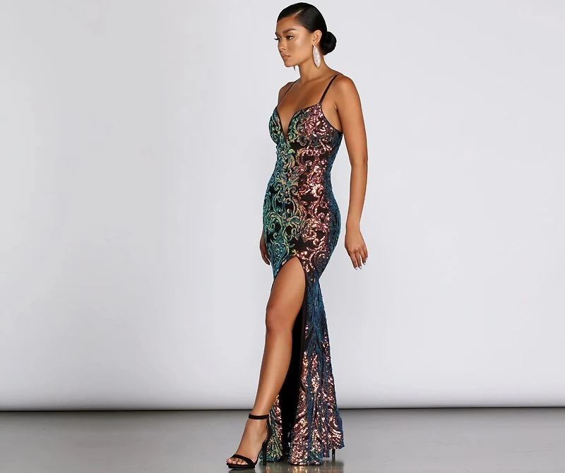 Giselle Formal Iridescent Sequin Dress