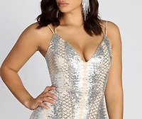 Constance Lace Back Sequin Dress