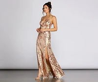 Mckenna Formal Sequin Scroll Dress